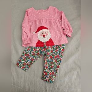 Baby Boden Girls 3-6 Months Pink Santa Vintage Bloom Father Christmas Outfit
